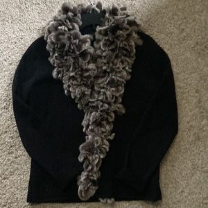 Dana Buchman Rabbit Fur Trim Sweater